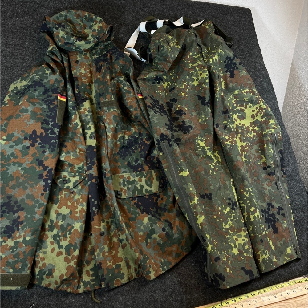 VTG German Army Jacket Pants Set 52/54 Military Flecktarn Camo Gore-Tex Parka